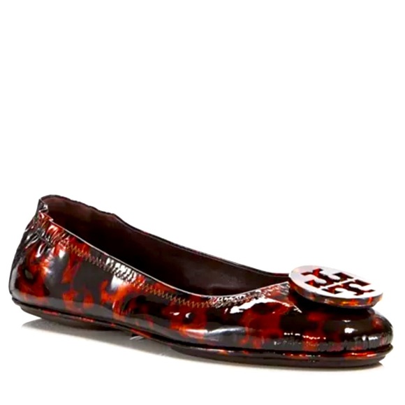 Tory Burch Shoes - Tory Burch Minnie Ballet Flats Tortoise Patent Size 8 – Classic Foldable Style